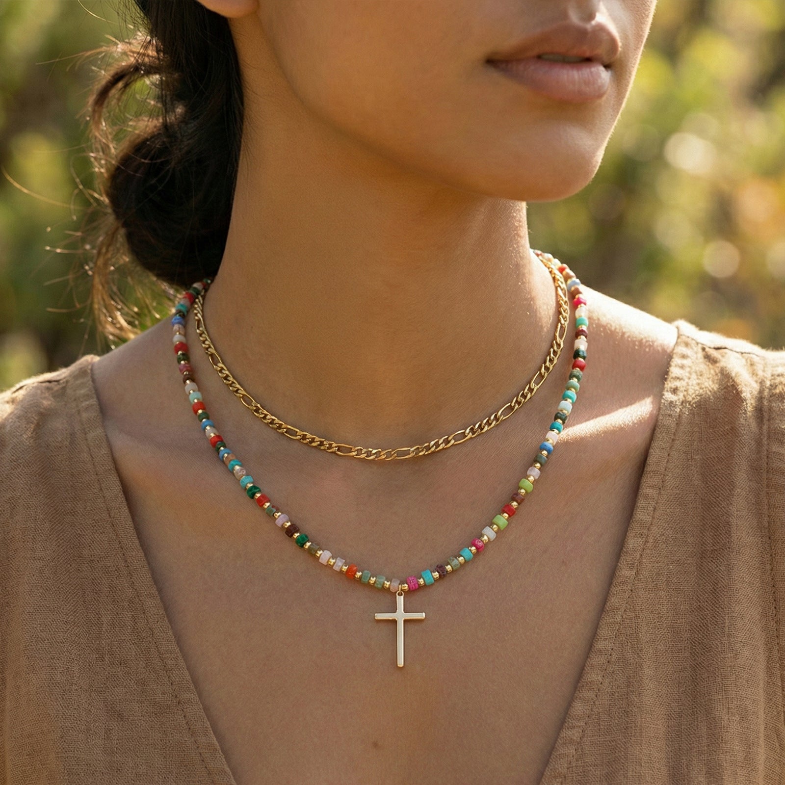 Colorful Beaded Double Layer Necklace | KAH Jewelry – Free US Shipping