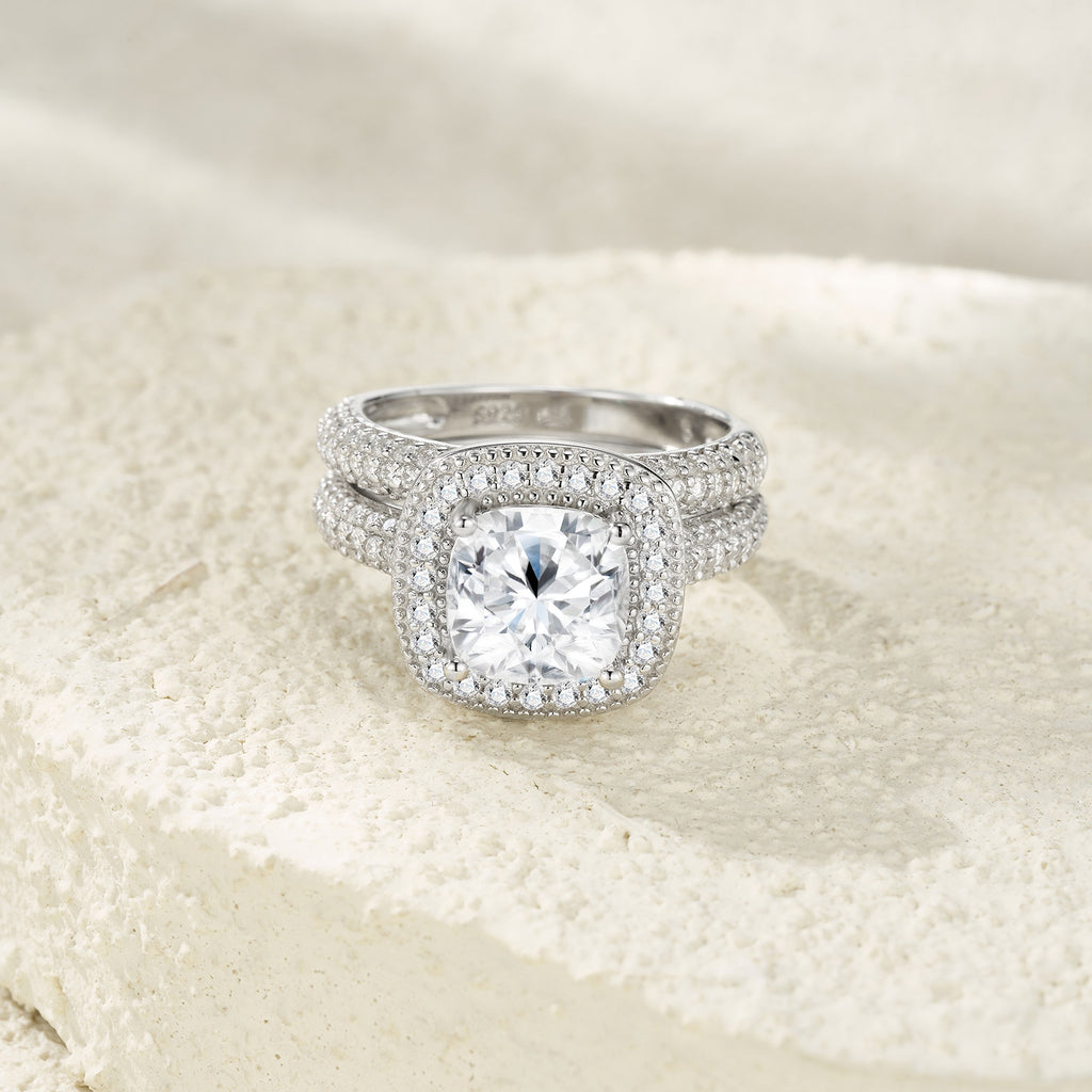 S925 Moissanite Platinum Silver Jewelry Set | KAH Jewelry