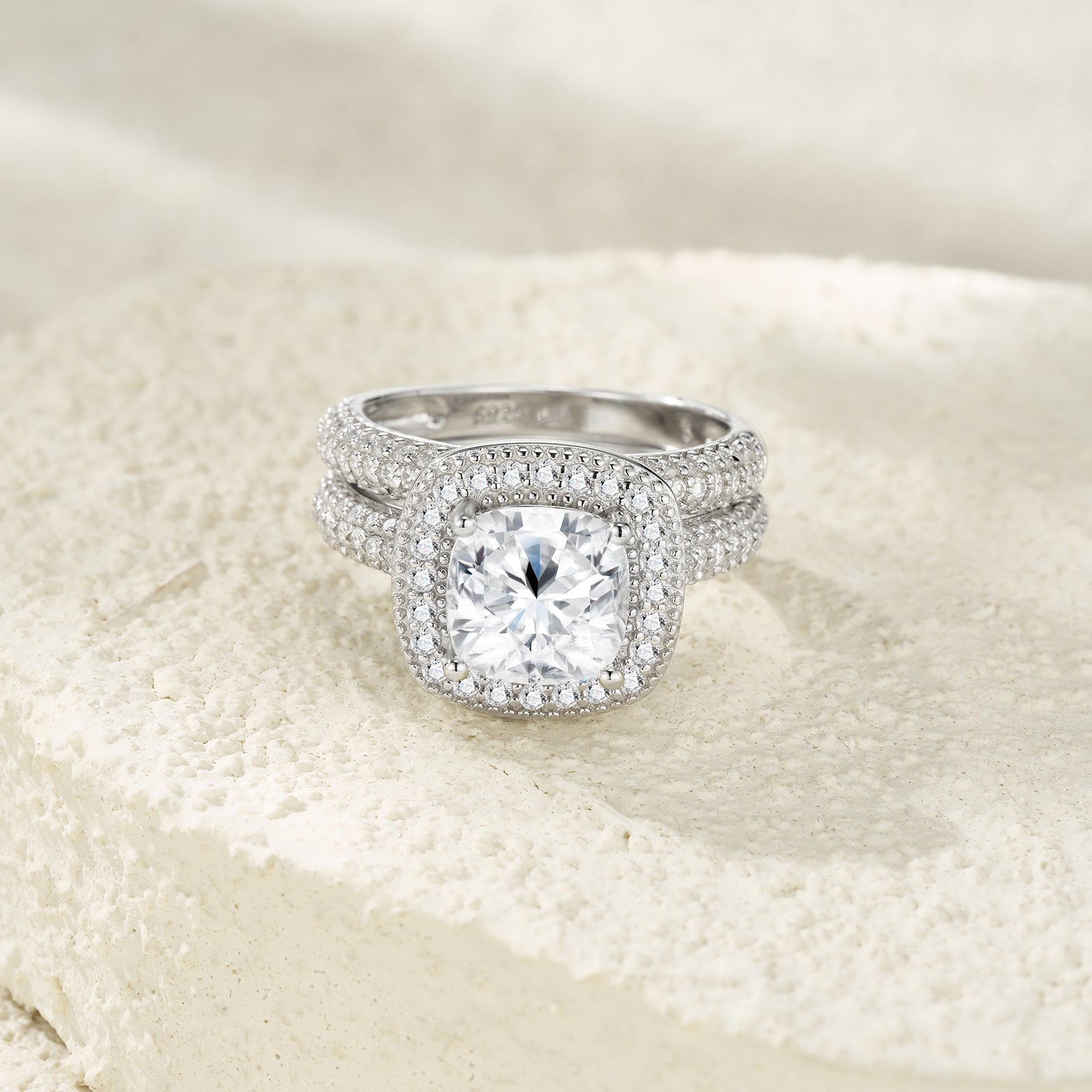 S925 Moissanite Platinum Silver Jewelry Set | KAH Jewelry