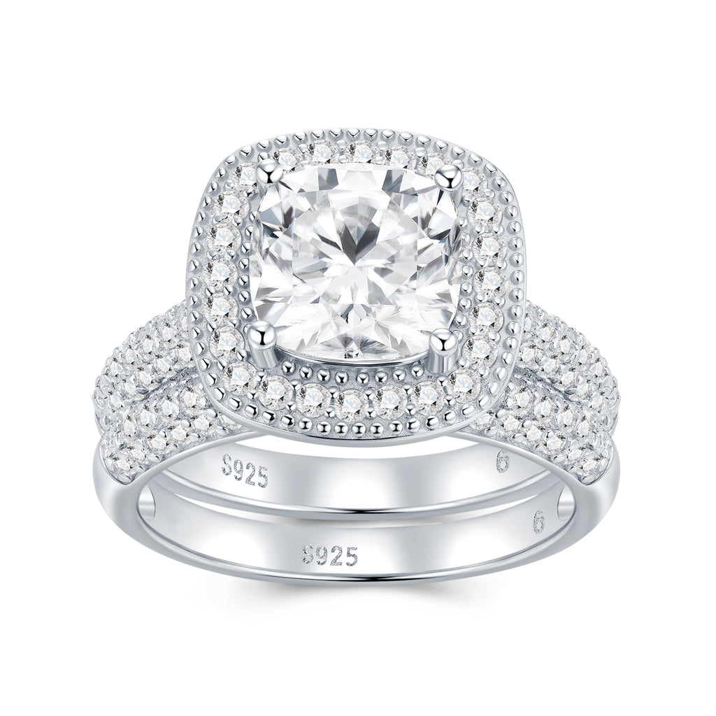 S925 Moissanite Platinum Silver Jewelry Set | KAH Jewelry
