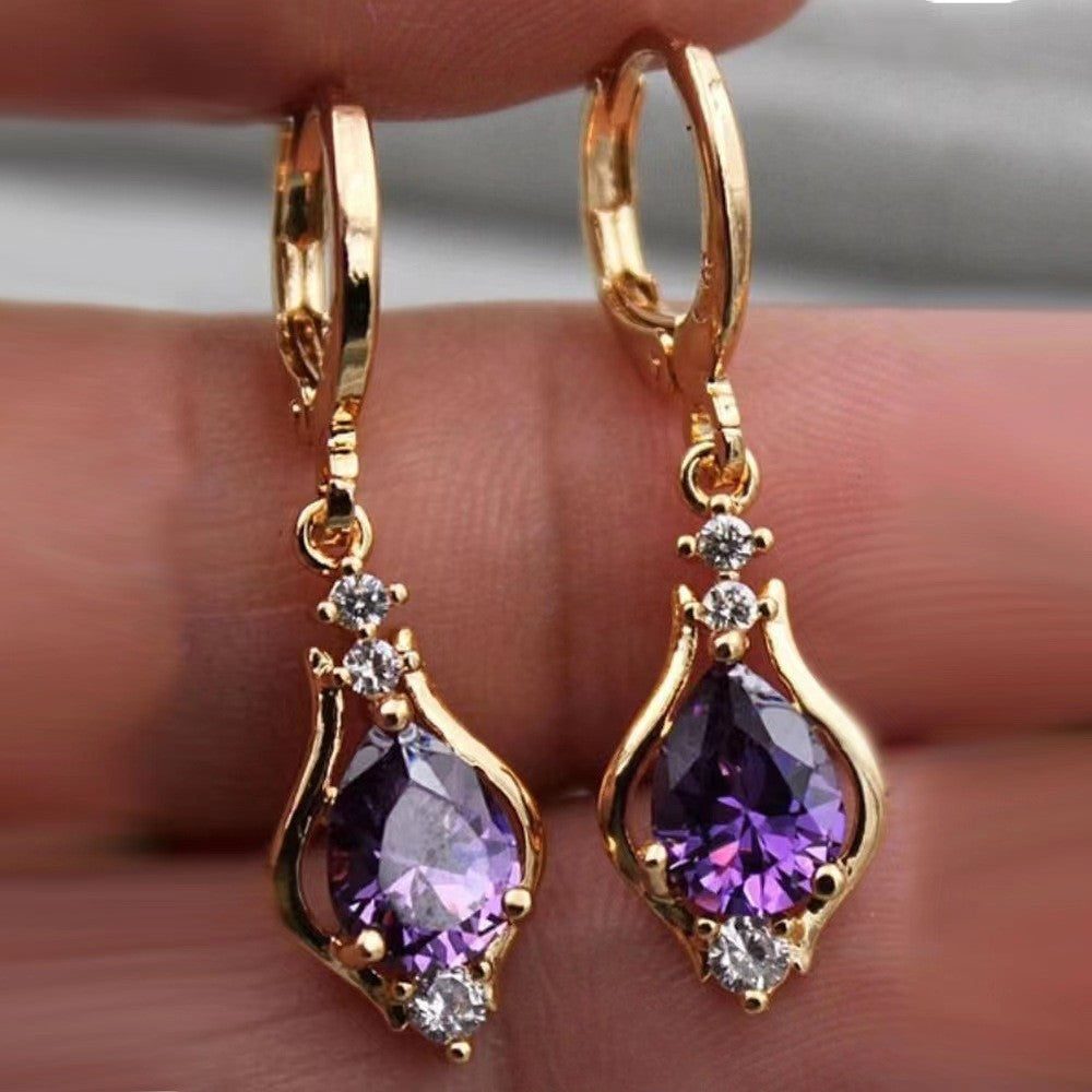 Purple Zircon Teardrop Earrings | KAH Jewelry