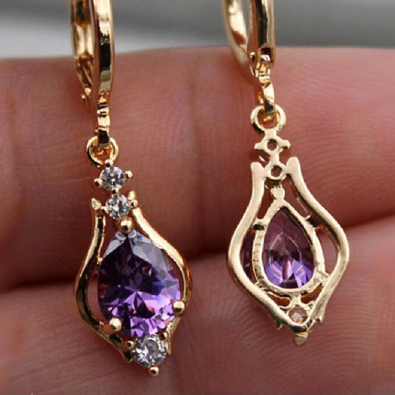 Purple Zircon Teardrop Earrings | KAH Jewelry