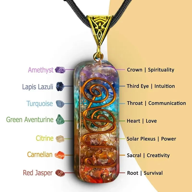 7 Chakra Crystal Stone Pendant Necklace | KAH Jewelry