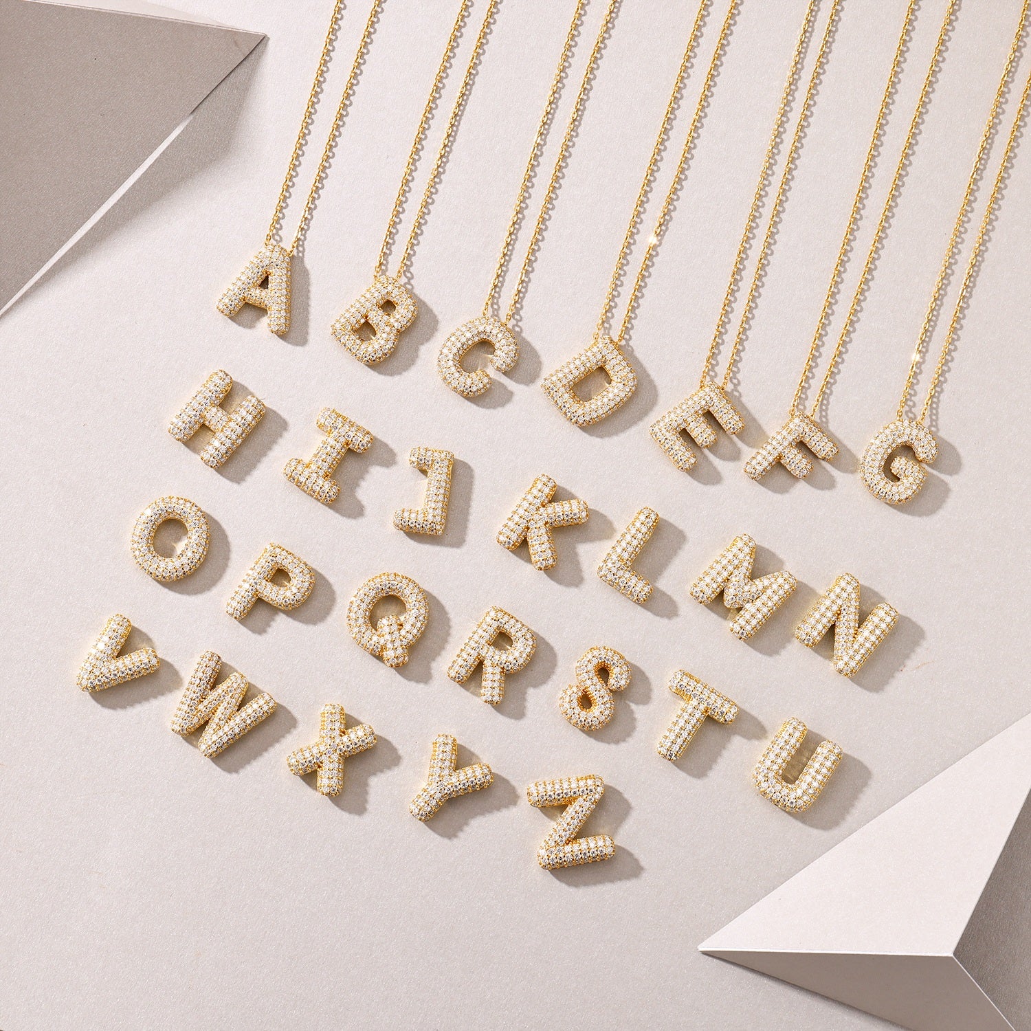 Moissanite Bubble Letter Pendant Necklace | KAH Jewelry