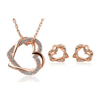 Double Heart Necklace & Earring Set | KAH Jewelry