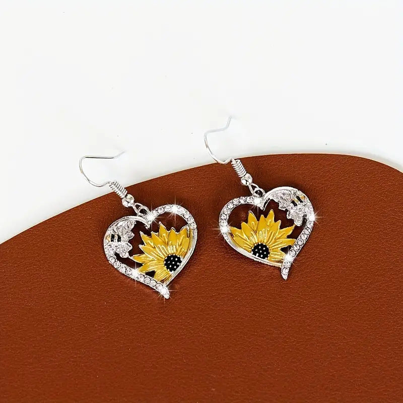 Bee & Sunflower Stud Earrings | KAH Jewelry