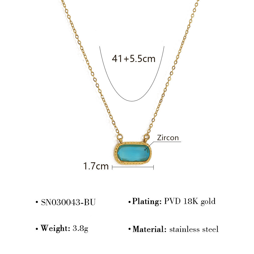 Oval & Square Inlay Pendant Necklace