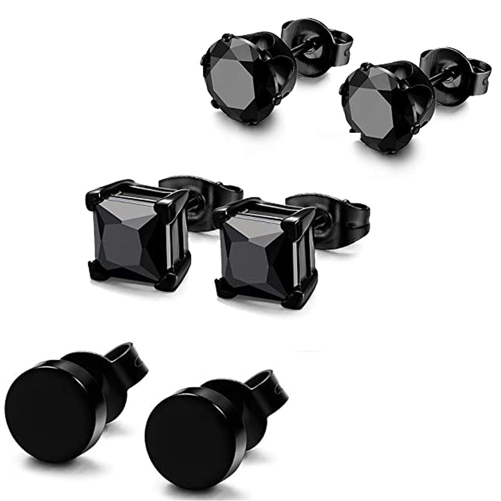 Punk Black Zircon Stud Earrings | KAH Jewelry