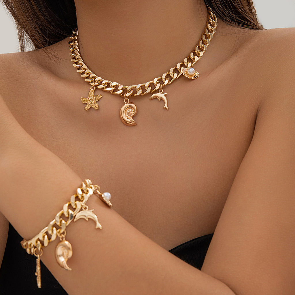 Boho Starfish Conch Choker & Bracelet Set | KAH Jewelry