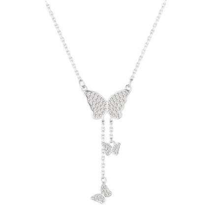 Crystal Butterfly Tassel Necklace | KAH Jewelry