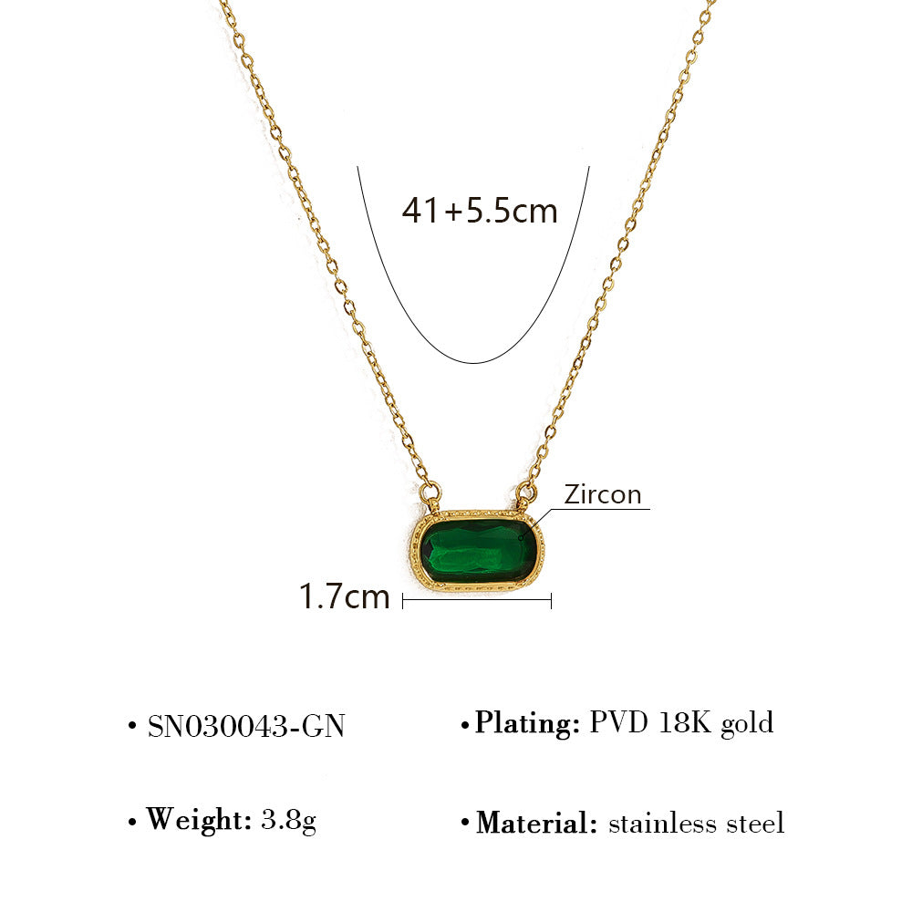 Oval & Square Inlay Pendant Necklace