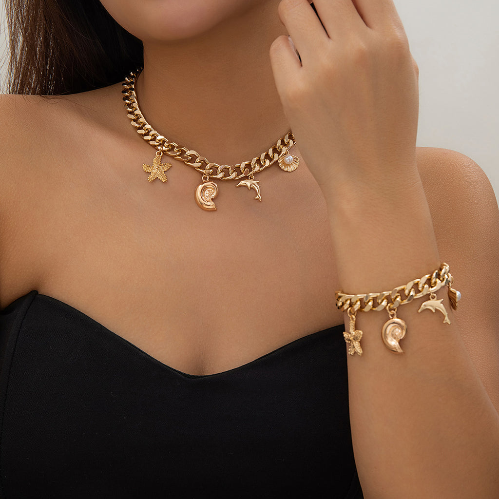 Boho Starfish Conch Choker & Bracelet Set | KAH Jewelry