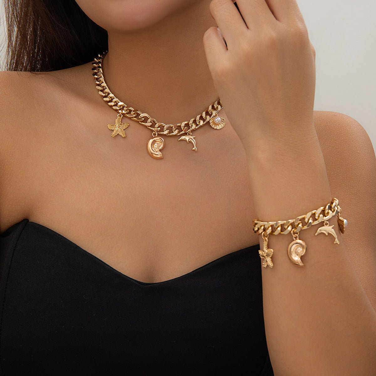 Boho Starfish Conch Choker & Bracelet Set | KAH Jewelry