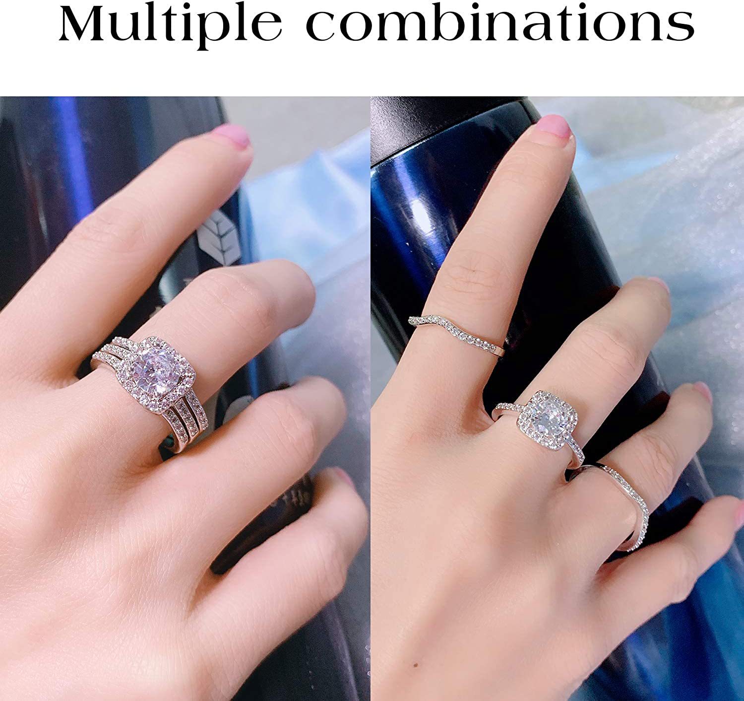 Square Zircon Stackable Ring Set | KAH Jewelry