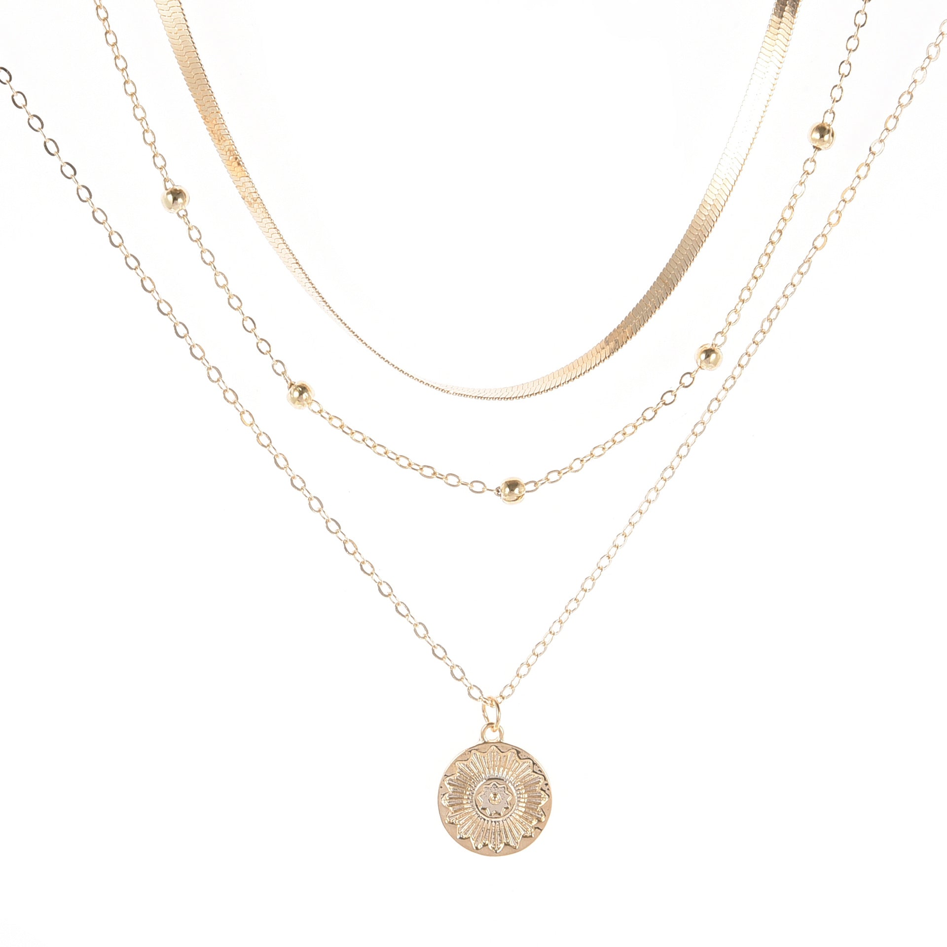 Lotus Multi-Layer Pendant Necklace | KAH Jewelry