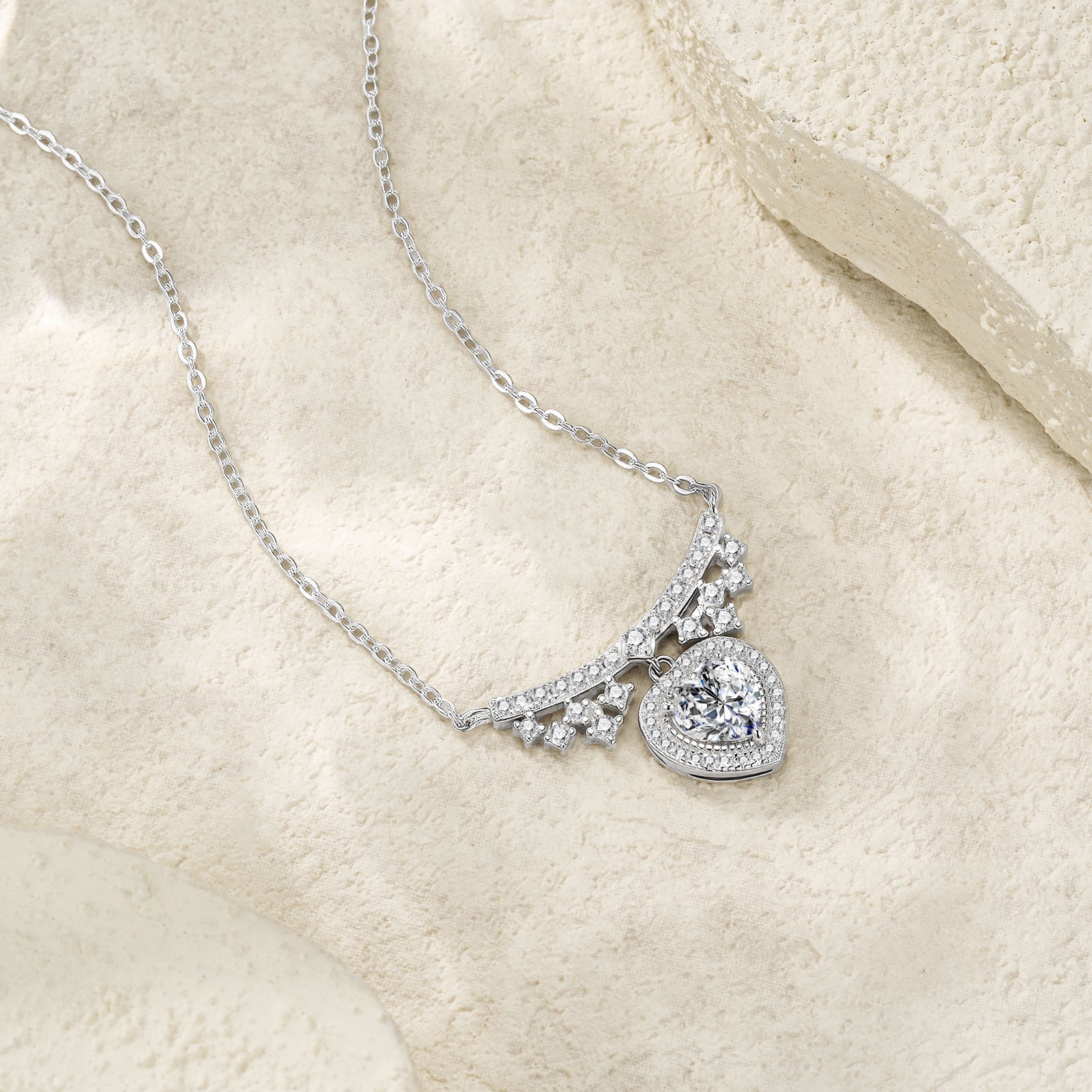Moissanite Platinum-Plated Pendant Necklace | KAH Jewelry