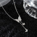 Crystal Butterfly Tassel Necklace