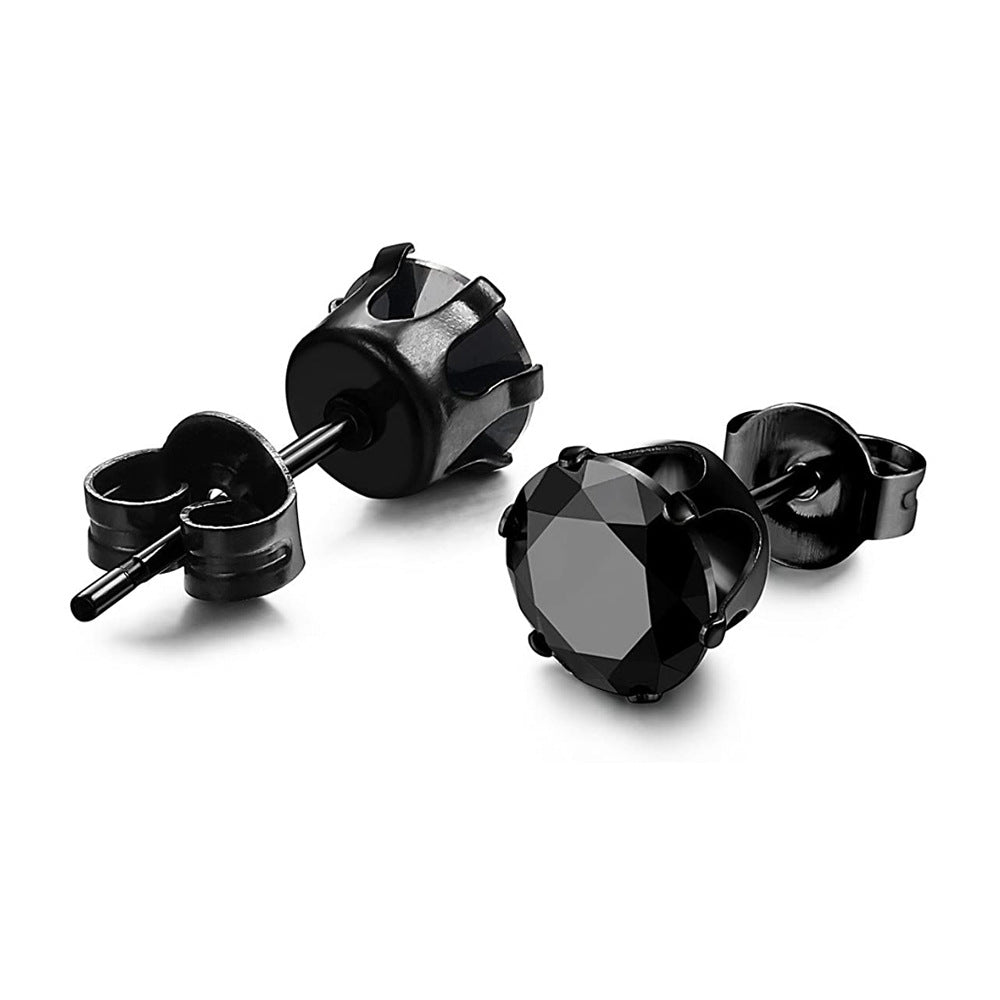 Punk Black Zircon Stud Earrings | KAH Jewelry