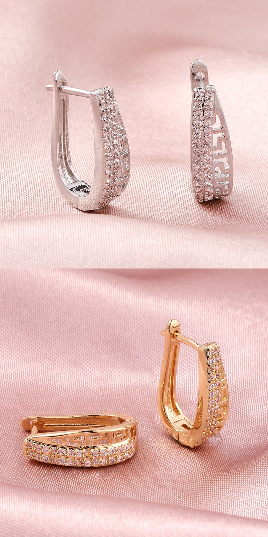 14K Gold Zircon Button Ear Clips
