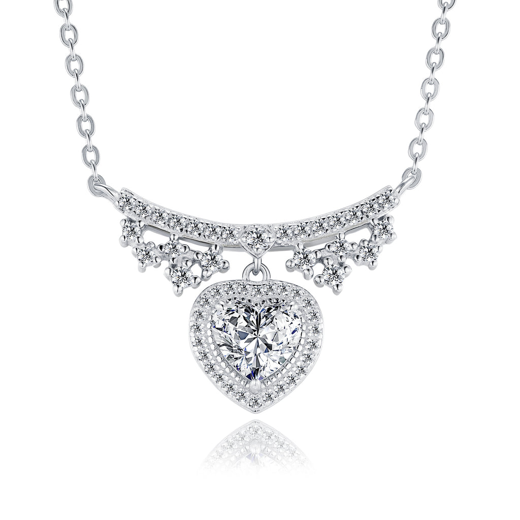 Moissanite Platinum-Plated Pendant Necklace | KAH Jewelry