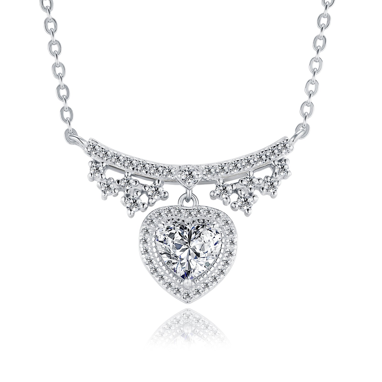 Moissanite Platinum-Plated Pendant Necklace | KAH Jewelry
