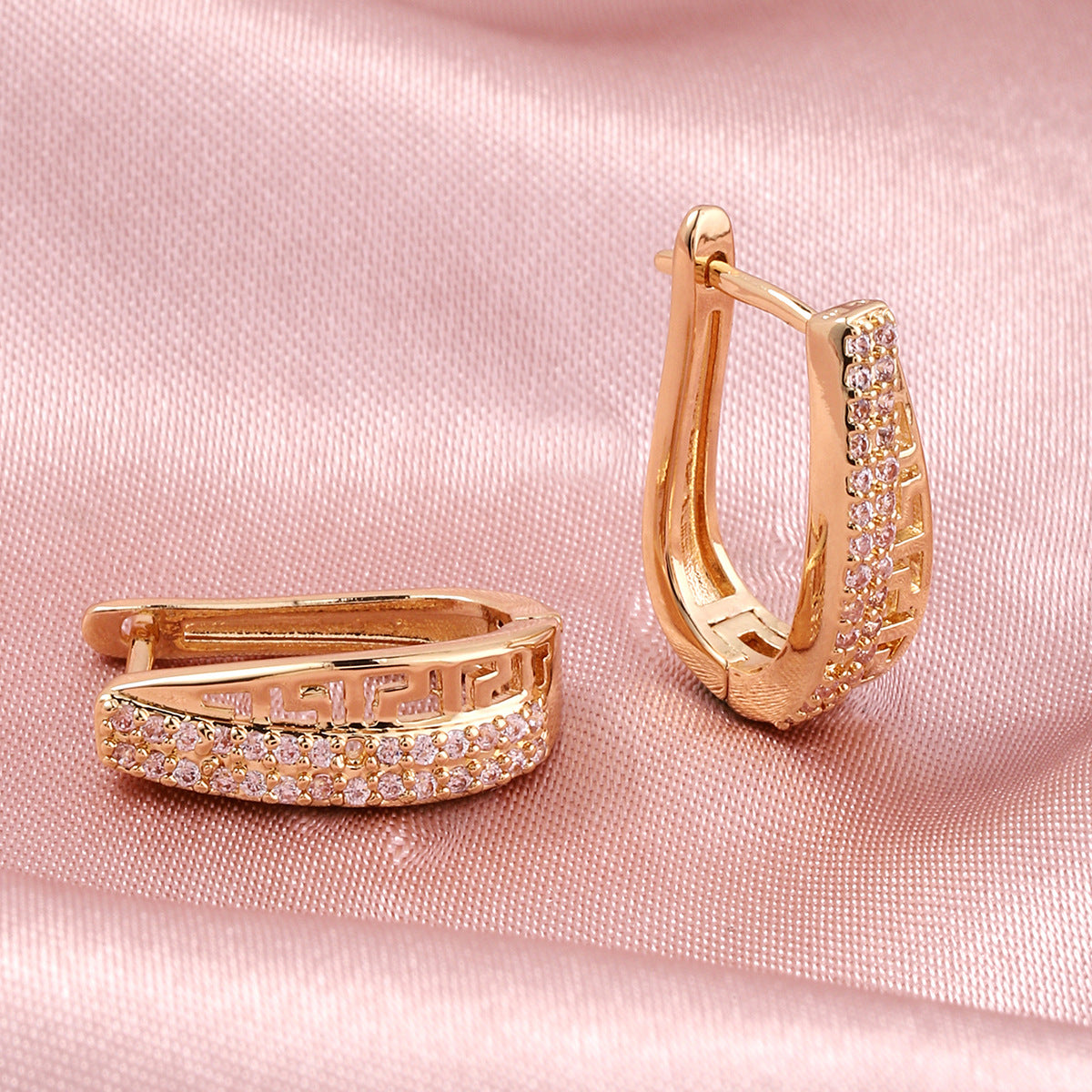14K Gold Zircon Button Ear Clips