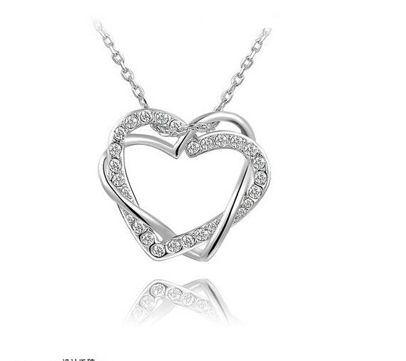 Double Heart Necklace & Earring Set | KAH Jewelry