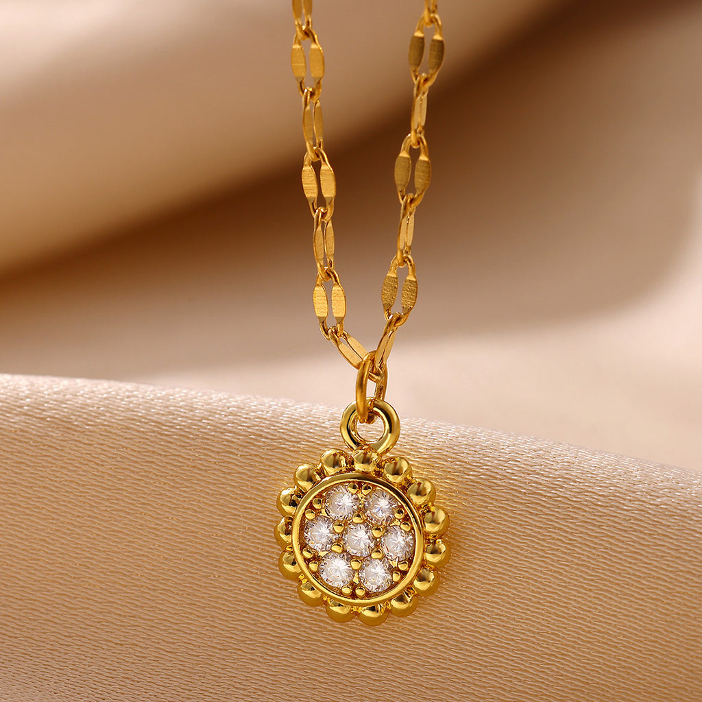 Gold-Plated Zircon Pendant Necklace | KAH Jewelry