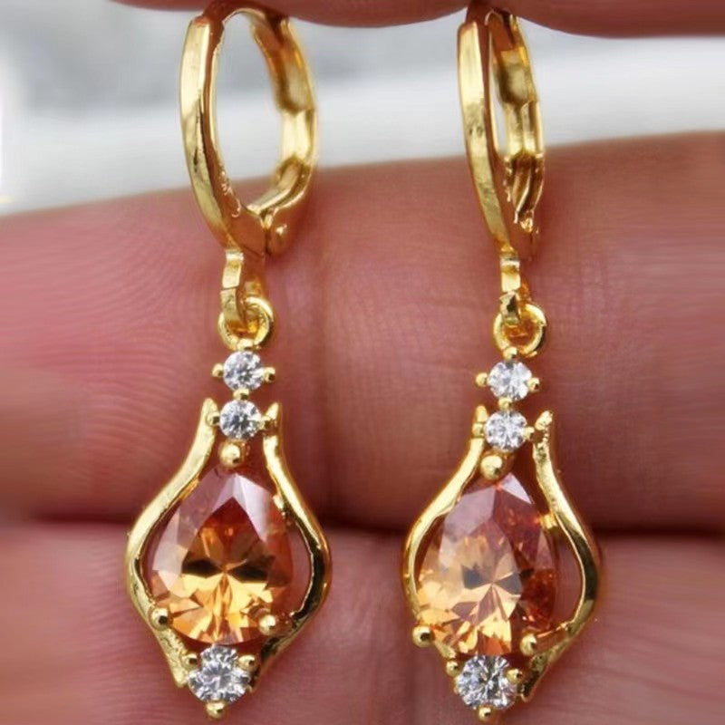 Purple Zircon Teardrop Earrings