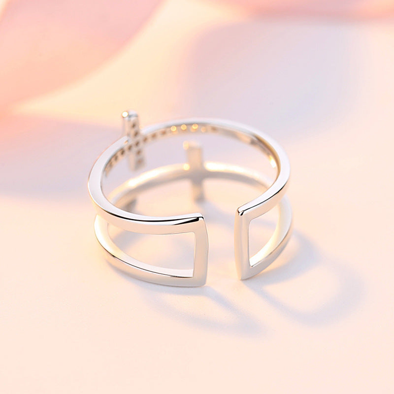 Double Cross Zircon Ring | KAH Jewelry
