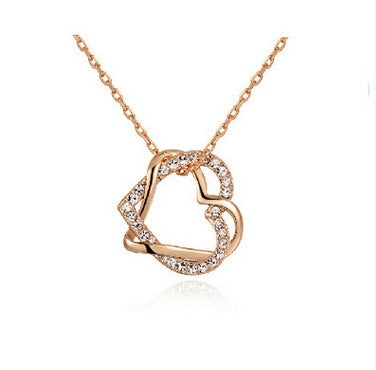Double Heart Necklace & Earring Set