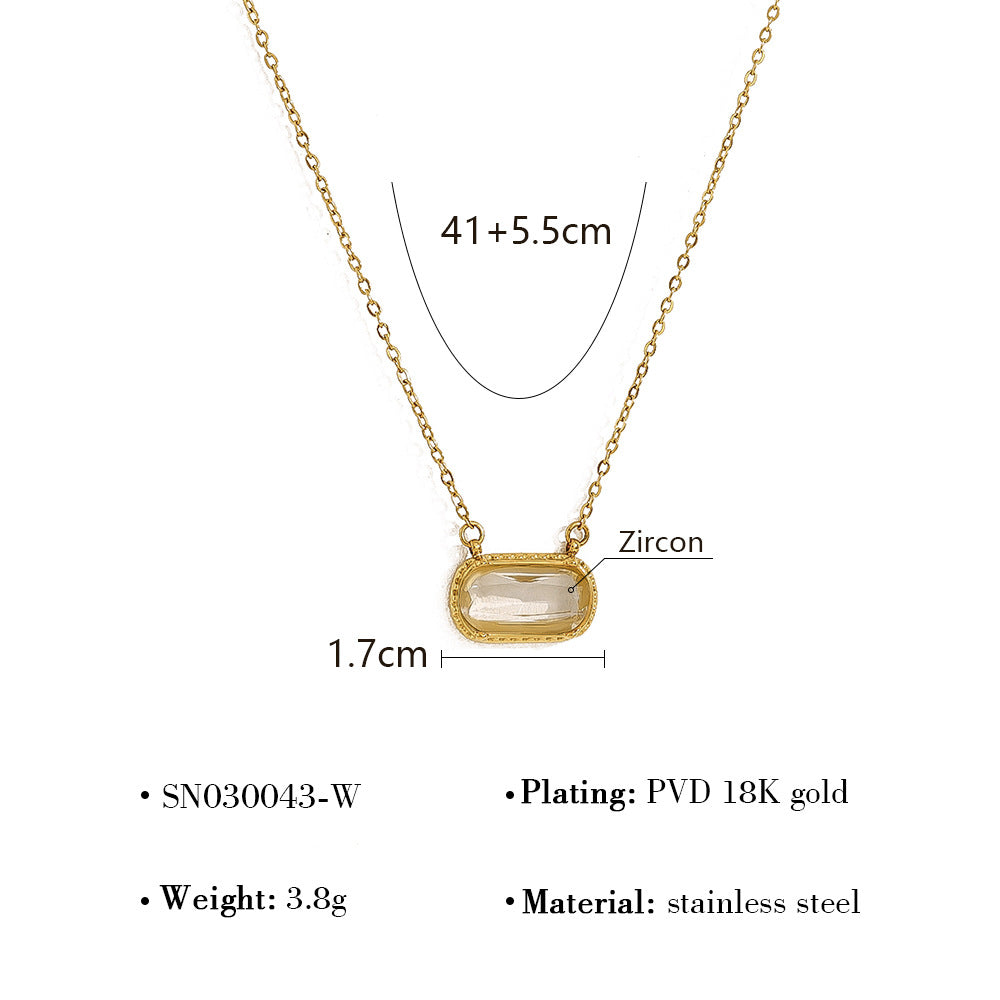 Oval & Square Inlay Pendant Necklace