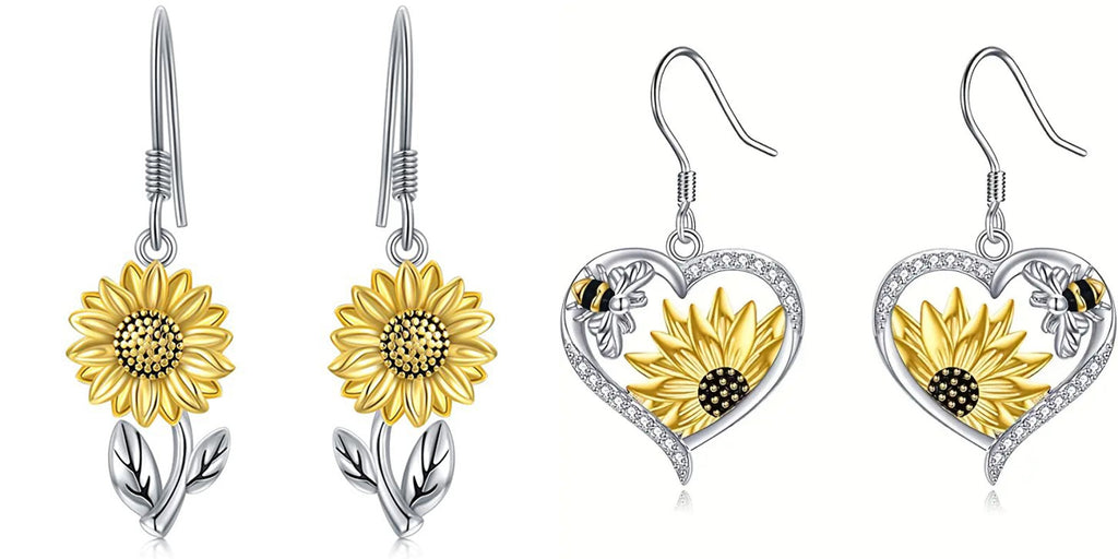 Bee & Sunflower Stud Earrings