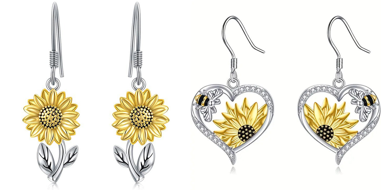 Bee & Sunflower Stud Earrings