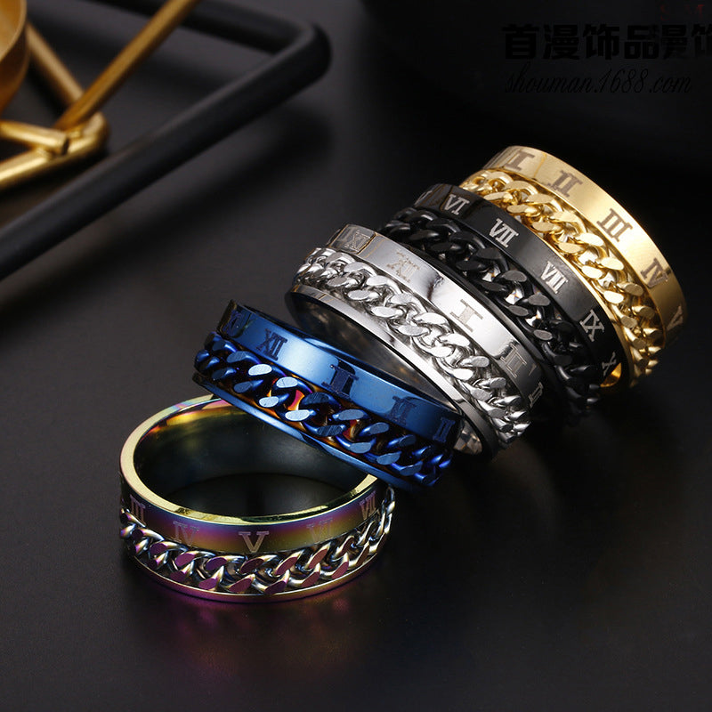 Titanium Rotatable Couple Spinner Ring | KAH Jewelry