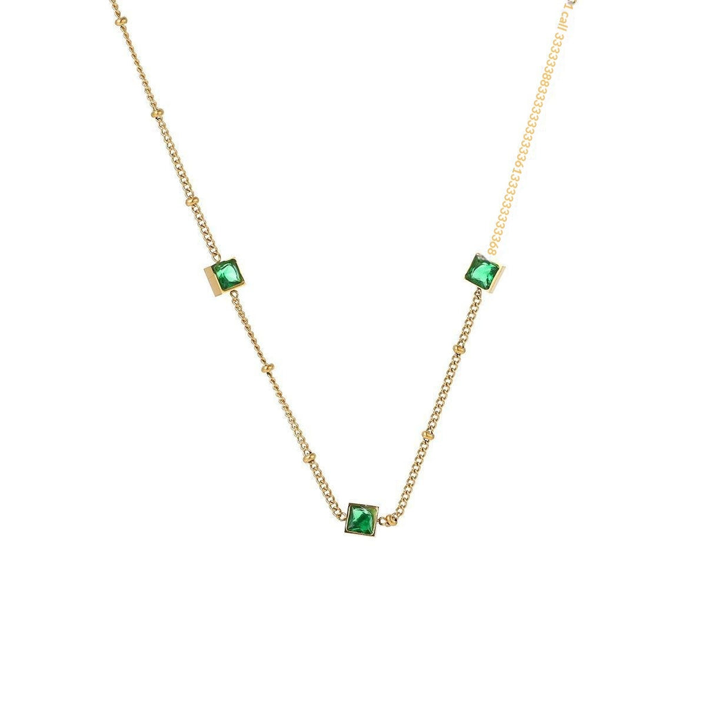 Green Zircon Square Titanium Necklace | KAH Jewelry