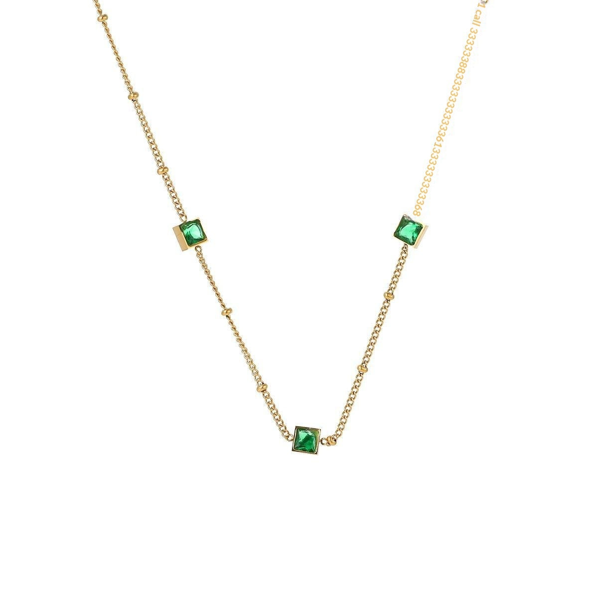 Green Zircon Square Titanium Necklace | KAH Jewelry