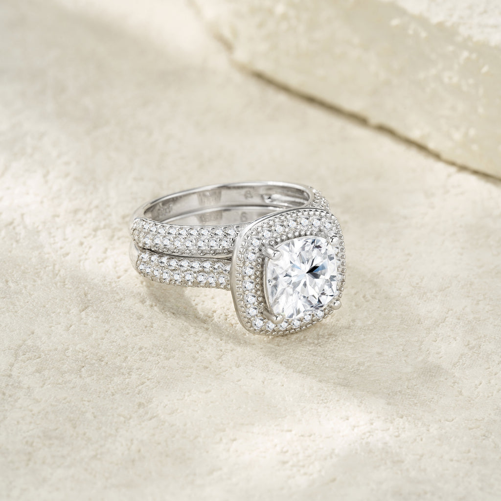 S925 Moissanite Platinum Silver Jewelry Set | KAH Jewelry