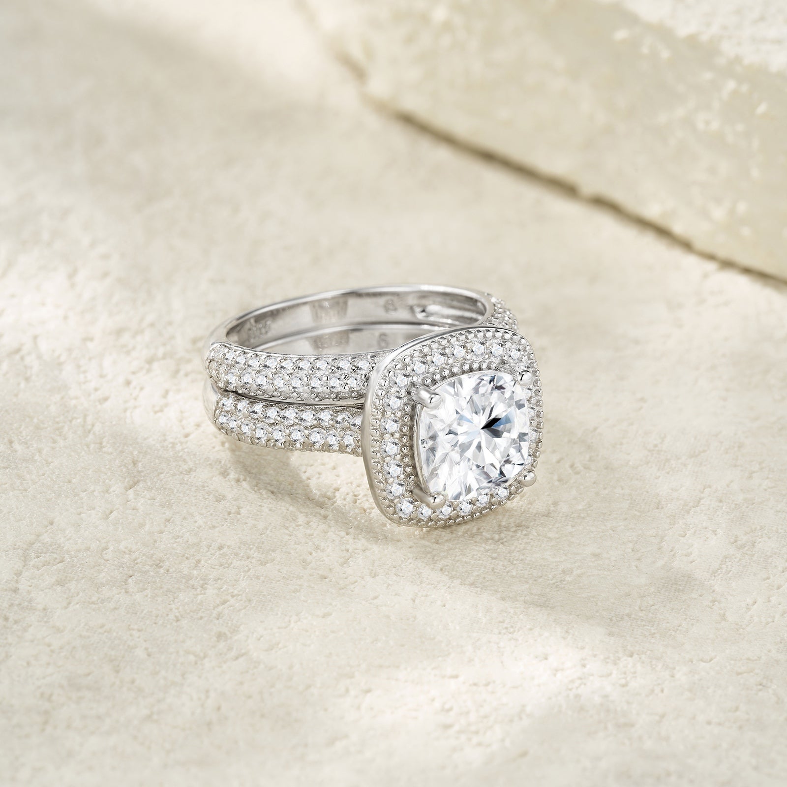 S925 Moissanite Platinum Silver Jewelry Set | KAH Jewelry