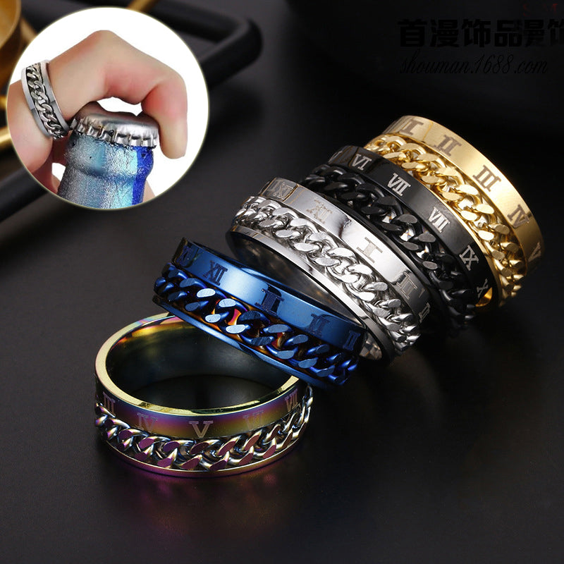 Titanium Rotatable Couple Spinner Ring | KAH Jewelry