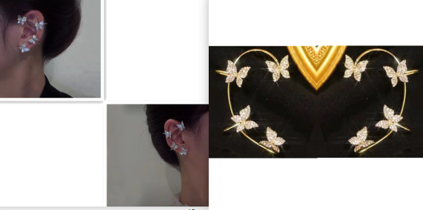 Butterfly Ear Clip & Hook Earrings