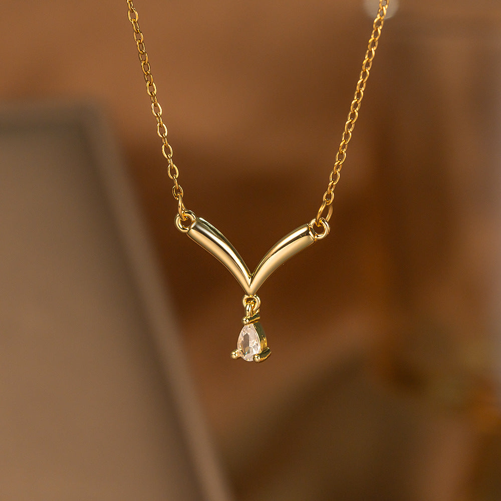Minimalist Single Diamond Pendant Necklace