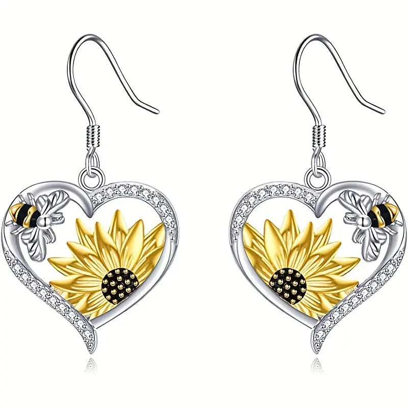 Bee & Sunflower Stud Earrings