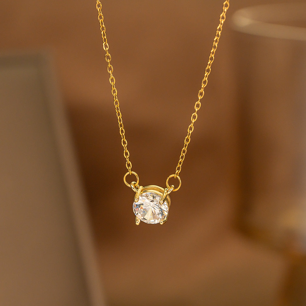 Minimalist Single Diamond Pendant Necklace | KAH Jewelry