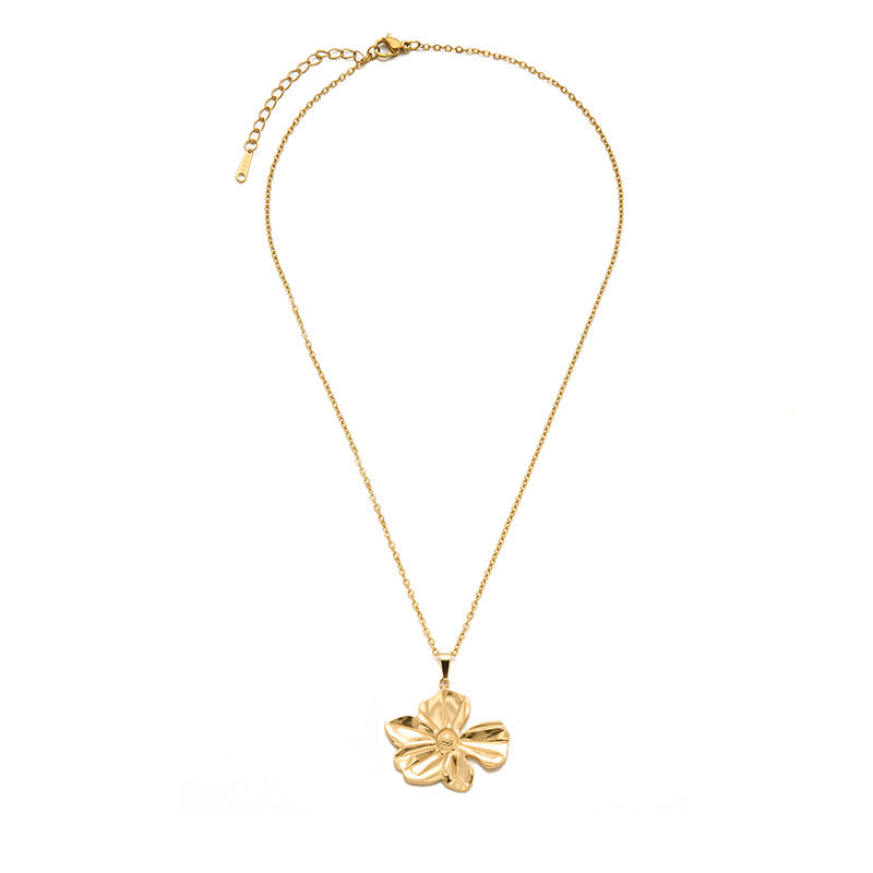 18K Gold Leaf & Flower Pendant Necklace | KAH Jewelry