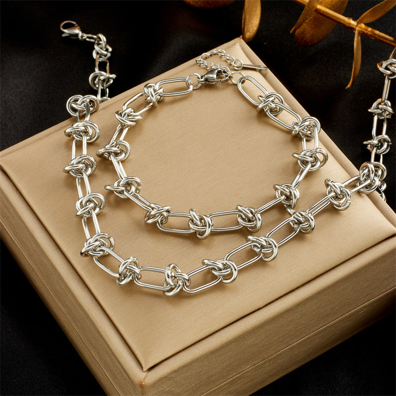 Punk Thorn Titanium Necklace & Bracelet Set | KAH Jewelry