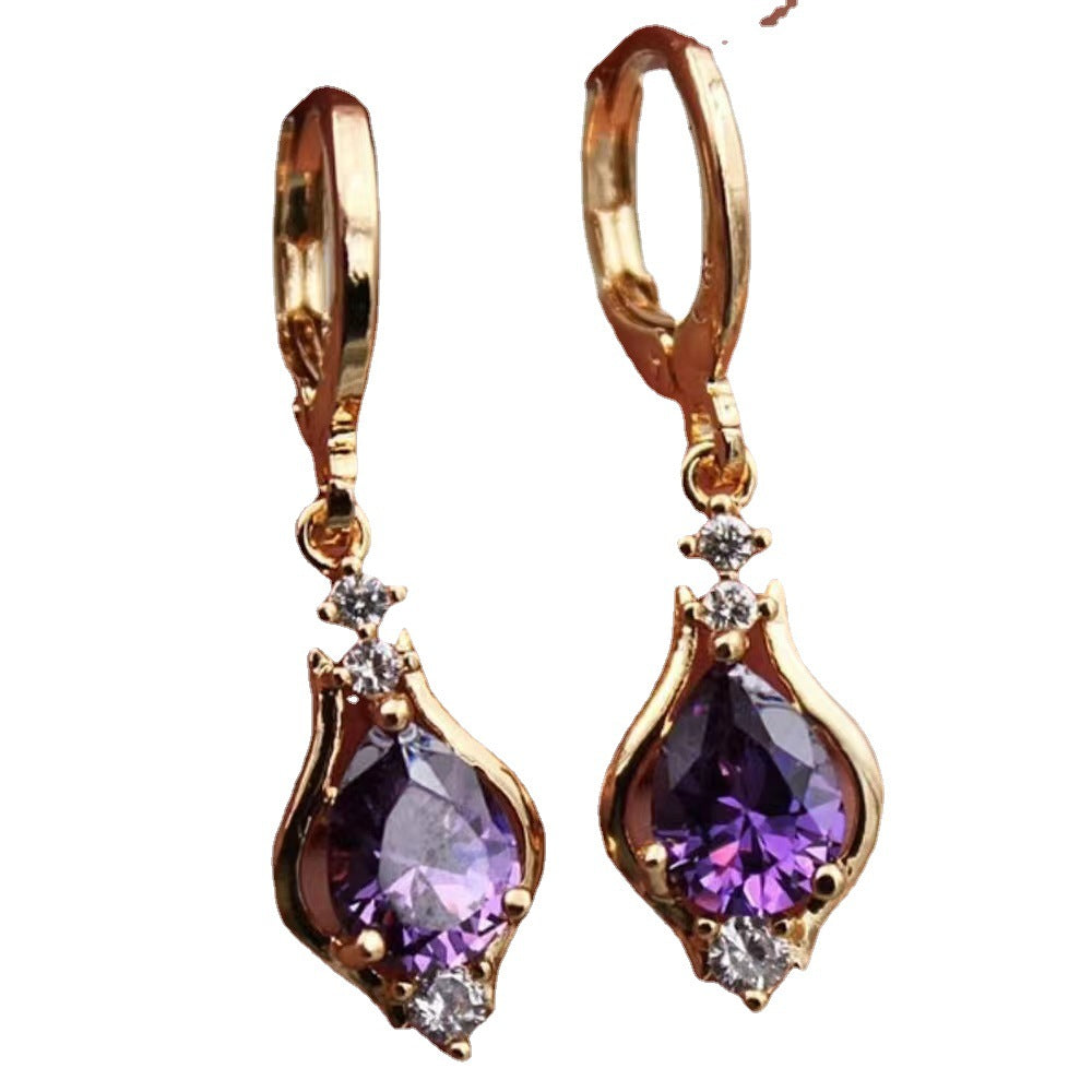 Purple Zircon Teardrop Earrings | KAH Jewelry