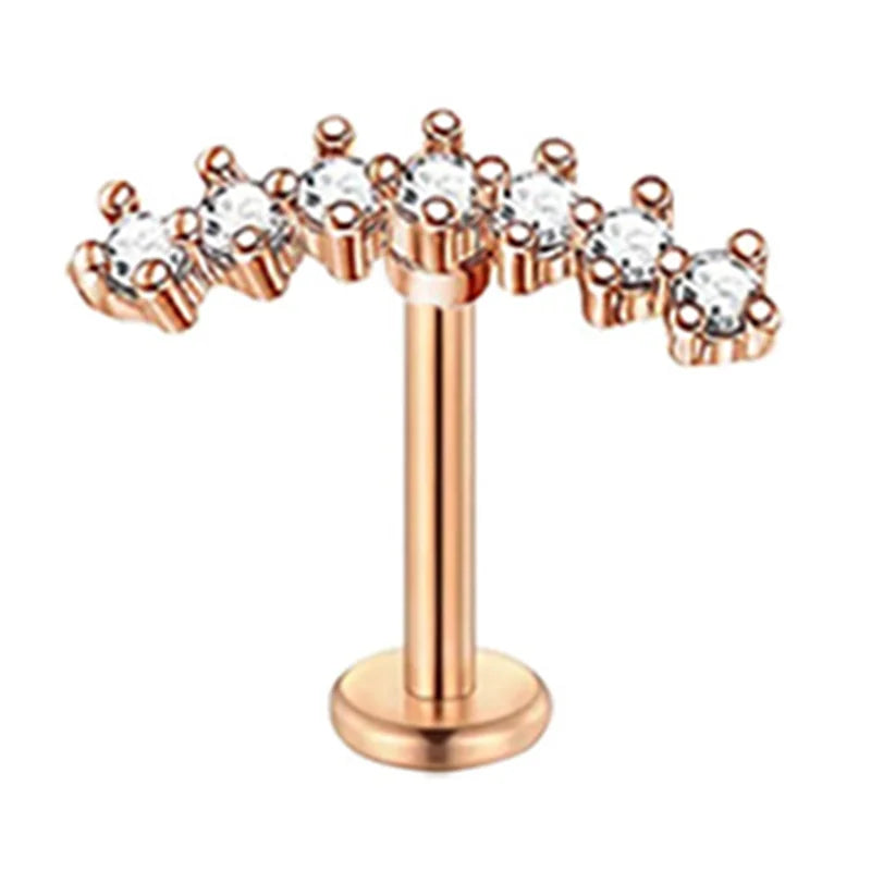 Crystal Flower Tragus Stud – 16G Cartilage Piercing