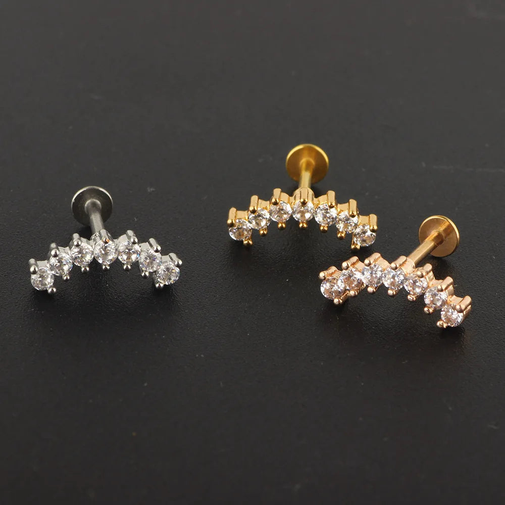 Crystal Flower Tragus Stud – 16G Cartilage Piercing