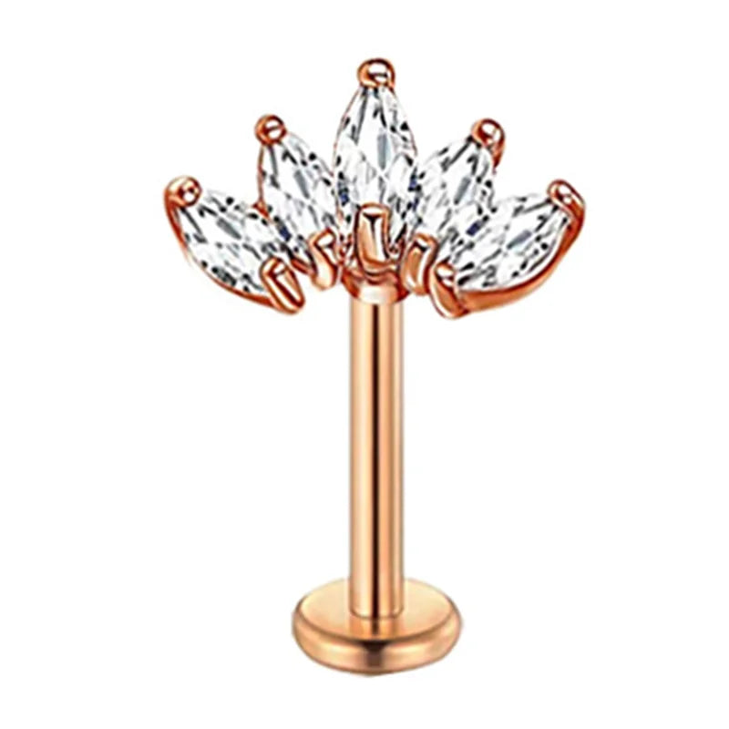 Crystal Flower Tragus Stud – 16G Cartilage Piercing